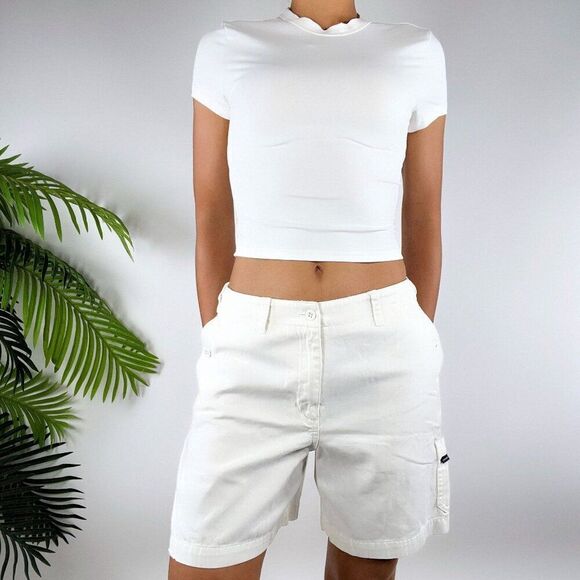 Vintage Ralph Lauren White Classy Women's Summer Cargo Bermuda Shorts / 6 Petite - Picture 1 of 10